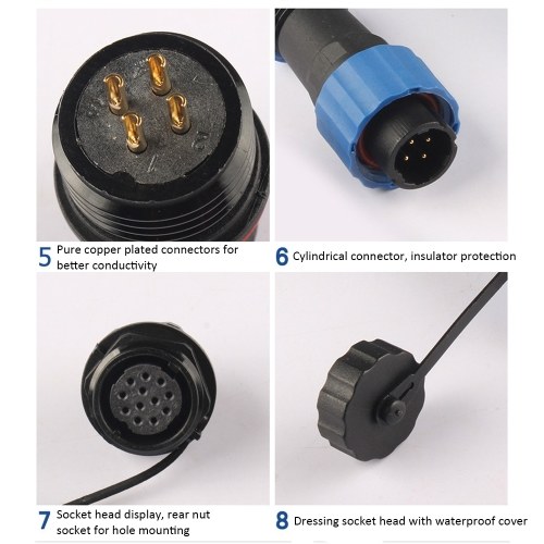 

SP21 IP68 Waterproof Connectors Circular Socket 2Pin 3Pin 4Pin 5Pin 7Pin 9Pin Multipole Plug