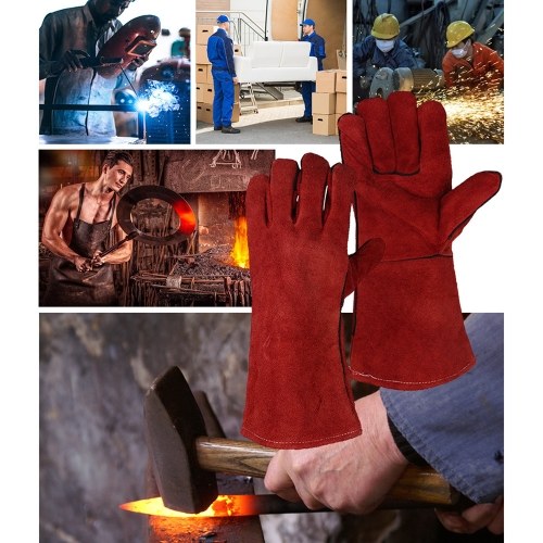 

14" Leather Working Gloves Safety Gloves Cowhide Work Gloves Work Protective Gloves 14-inch Welding Gloves Industrial Gloves Welding Safety Hand Work Gloves