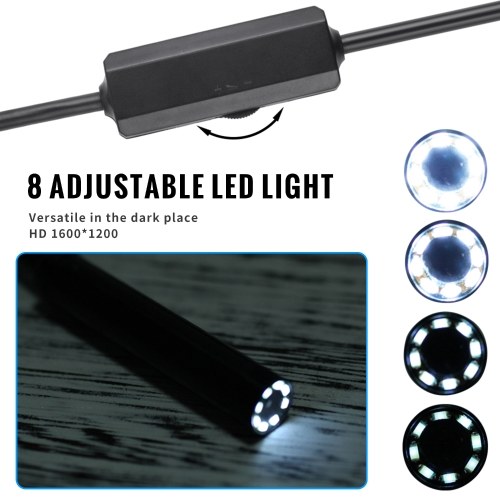 8mm Wireless Endoscope Camera IP68 Waterproof WiFi Inspection 2.0MP HD 8 LED Semi-Rigid Cable Borescope for iPhones iPads Android Devices and PC Black 1M 