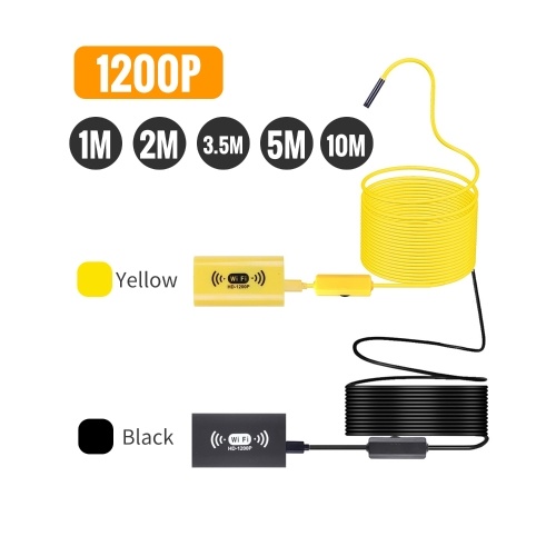 8mm Wireless Endoscope Camera IP68 Waterproof WiFi Inspection 2.0MP HD 8 LED Semi-Rigid Cable Borescope for iPhones iPads Android Devices and PC Black 1M 