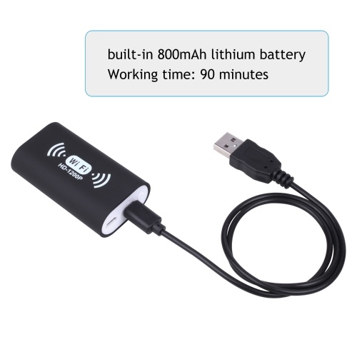 8mm Wireless Endoscope Camera IP68 Waterproof WiFi Inspection 2.0MP HD 8 LED Semi-Rigid Cable Borescope for iPhones iPads Android Devices and PC Black 1M 