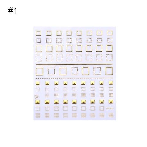 

Gold 3D Nail Stickers Geometric Moon Star Stripes Wave Line Nail Art Decoration