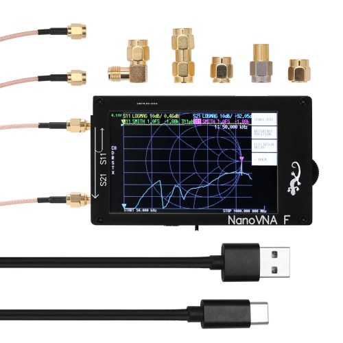 

NanoVNA-F Portable Handheld Vector Network Analyzer SWR Meter 50KHz-1000MHz 4.3 Inch IPS TFT Digital Display Touching Screen Shortwave MF HF VHF Antenna Analyzer