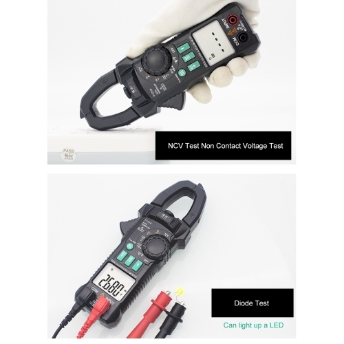 FUYI AC DC Inrush Current Clamp Meter 6000 Count Automatic Range Clamp Multimeter Temperature Testing Multifunctional Dual Display True RMS AC DC Surge Current Clamp Ammeter Clamp Gauge Black FY219 