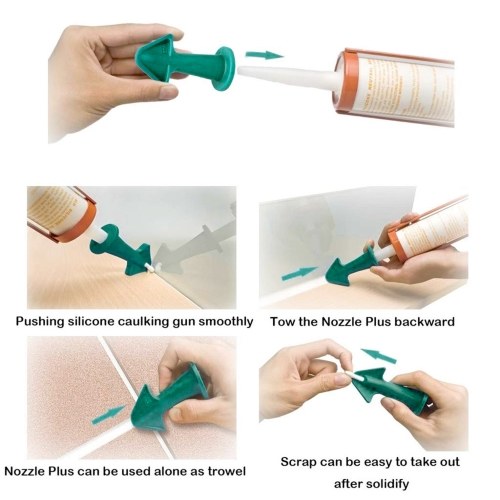 

3PC Nozzle Plus Silicone Caulking Tools, Silicone Caulking Finisher Nozzle,Sealant Nozzle, Caulking Tools Silicone Sealant Finishing Tool Grout Scraper, Great Tools for Kitchen Bathroom Window