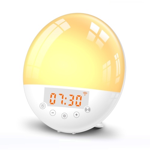 

Smart Light Digital Alarm Clock Multifunctional Light Table Lamp Wake-Up Light Bedside Lamp with FM Radio