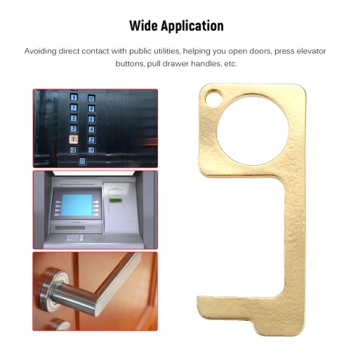 

Non-contact Safety Door Opener Portable Bottle Opener Square Press Key Press Tool for Door Handle Elevator Toilet Brass
