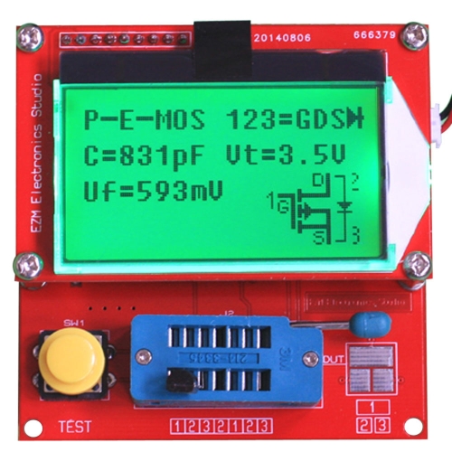 GM328 Medidor de ESR de diodo Transistor LCD multifuncional Tester MOS PNP NPN l/c/R generador de ondas de frecuencia Plaza