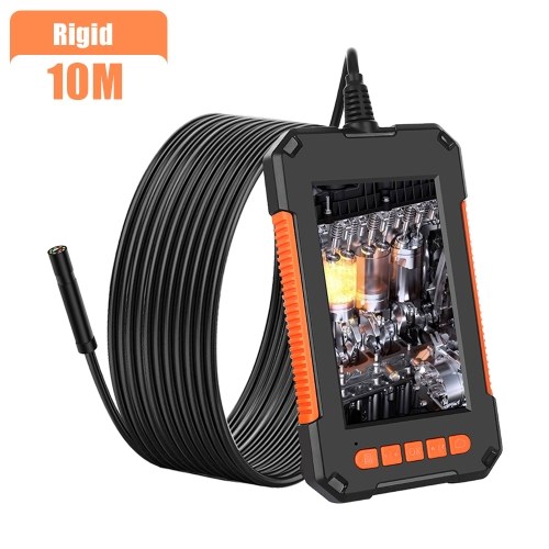 P40 Portable Handheld Industrial Endoscope IP67 Waterproof 8mm Lens 4.3-Inch LCD Display Screen 1920*1080p HD Camera 2600mAh Battery Capacity Video Inspection Drain Plumber Snake Camera Borescope with Flexible/Rigid Cable Dimmable LED Light TF Card Slot USB Port Hook Magnet Side-View Mirror