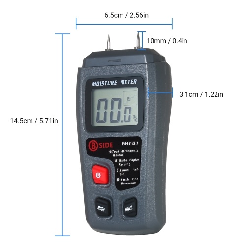 Wood Moisture Test Moisture Meter 4 Modes Portable Hygrometer Pin Type Timber Humidity Instrument Handheld Water Leak Detector LCD Display 