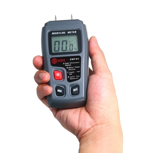 Wood Moisture Test Moisture Meter 4 Modes Portable Hygrometer Pin Type Timber Humidity Instrument Handheld Water Leak Detector LCD Display 