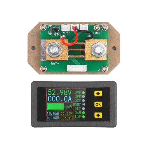 

90V 0-100A Digital LCD Display Coulometer 2-way Current Measurement Voltmeter Ammeter Watt Meter Voltage Current Energy Monitor