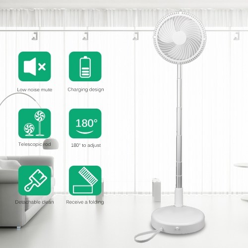 

Portable Mini Foldable Fan Battery Operated Rechargeable Standing Fan 5-section Pull Rod Height Angle Adjustable Folding Fan