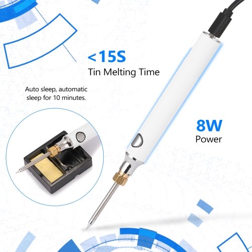 

HANDSKIT Electric Soldering Iron Kit 5V 8W Adjustable Temperature with Soldering Stand Soldering Wire