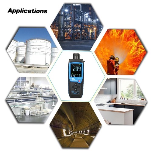 Handheld Digital Oxygen Detector USB Rechargeable Automotive O2 Sensor Tester Monitor LCD Display Adjustable Alarm Auto Power Off Oxygen Meter for Car Tunnel Laboratory and Industry 