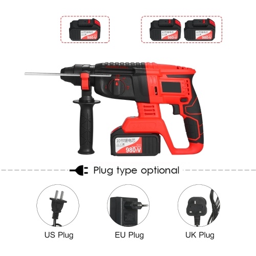

21V Brushless Cordless Rotary Hammer Drill 1 Inch SDS Plus Variable Speed Impact Hammer Kit 2x20000mAh Battery 4 Functions Variable-Speed Adjustable Handle with Storage Case