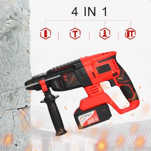 

21V Brushless Cordless Rotary Hammer Drill 1 Inch SDS Plus Variable Speed Impact Hammer Kit 2x20000mAh Battery 4 Functions Variable-Speed Adjustable Handle with Storage Case