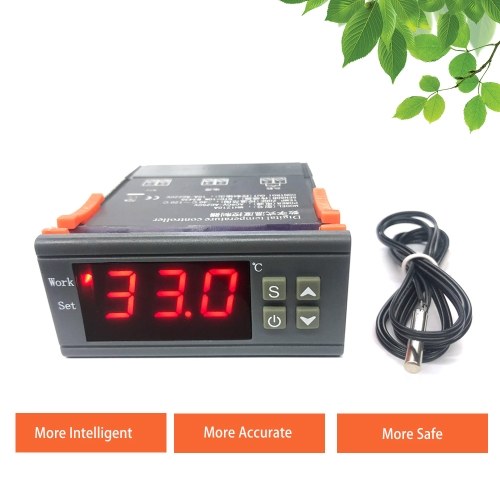 

MH-1210A Intelligent Digital Temperature Controller High Accuracy Heating/Cooling NTC Sensor Temp Control Thermostat Regulator with Sensor for Freezer Fridge Hatching