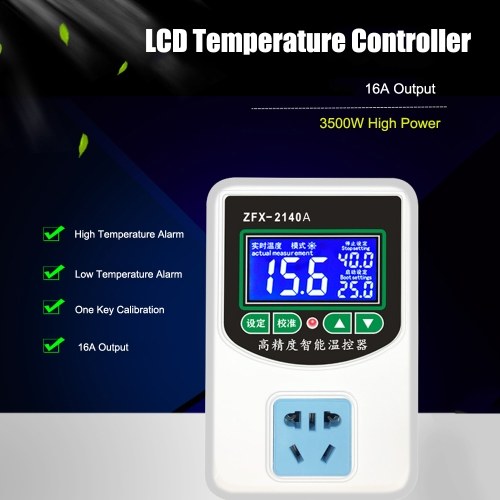 ZFX-W2140A Digital Temperature Controller Intelligent High Accuracy Heating Cooling NTC Sensor Temp Control Thermostat for Freezer Fridge Hatching 