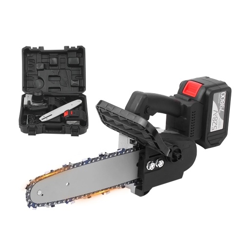 21V Brushless Cordless Chain Saw 2 Pack 6-Ah Battery Fast Charger Included Auto-Tension 10-Inch Powerful Chainsaw Kit with Carry Box for Tree Felling and Firewood Cutting