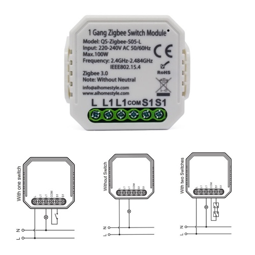 

Tuya ZigBee Switch Module Intelligent Household Converted Module No/With Neutral Wireless Light Switch Multipurpose Tool Compatible with Alexa