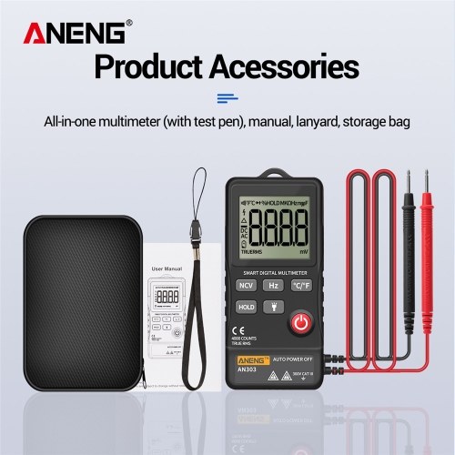 

ANENG AN303 Digital Multimeter 4000 Count LCD Display Automatic Range Universal Meter
