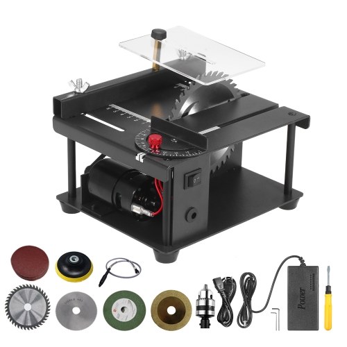 

Multi-Functional Table Saw Mini Desktop Saw Cutter Electric Cutting Machine with Saw Blade Grinding Wheel Adjustable-Speed Angle Adjustment 35MM Cutting Depth for Wood Plastic Acrylic Cutting