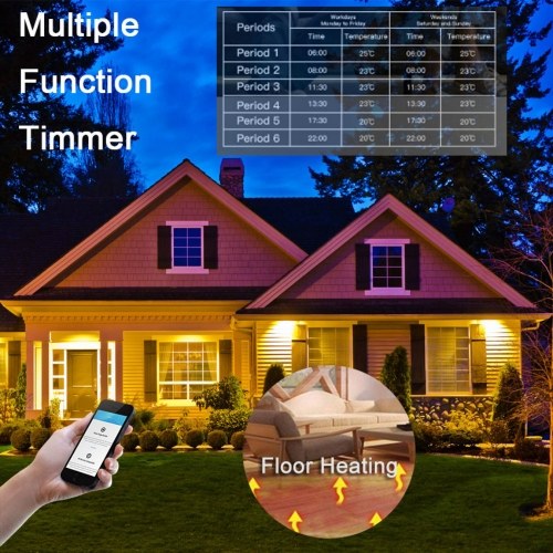 

Tuya Wifi Circular Water Underfloor Heating System Boiler Thermostat Round Programmable Digital Intelligent Thermostat Compatible with Alexa Google Home