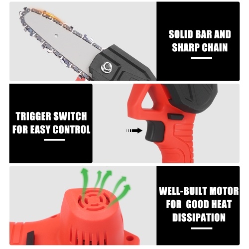 

21V Cordless Chainsaw with 2.0Ah Battery and Charger 4-Inch Mini Chain Saw Electric Pruning Saw for Cutting Wood Tree Trimming Woodworking