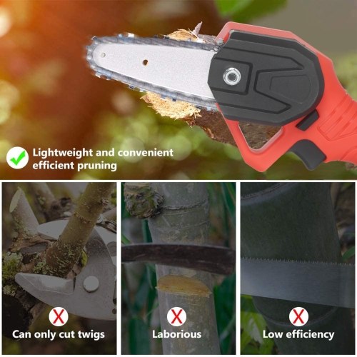 

21V Cordless Chainsaw with 2.0Ah Battery and Charger 4-Inch Mini Chain Saw Electric Pruning Saw for Cutting Wood Tree Trimming Woodworking