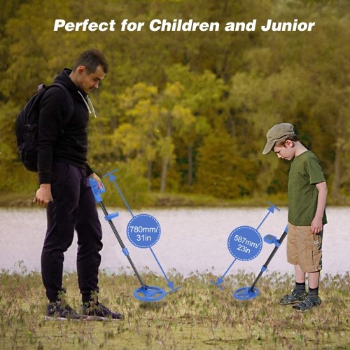 

Metal Detector Kid Gold Finder Treasure Hunter Pro Detector LCD 15-30inch Adjustable Stem Sound Flash Light Alarm 15oz Lightweight Easy to Use
