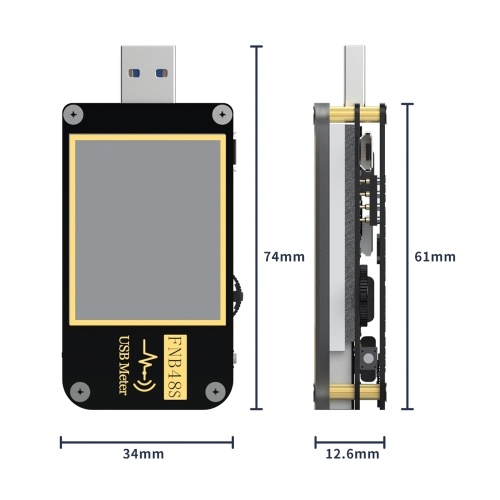 

FNIRSI FNB48S 1.77 Inch Display Screen Voltmeter Ammeter Current Multifunction Mobilephone Quick Recharging Tester With BT Function 9 Languange Changing Protocol Capacity Test Tool