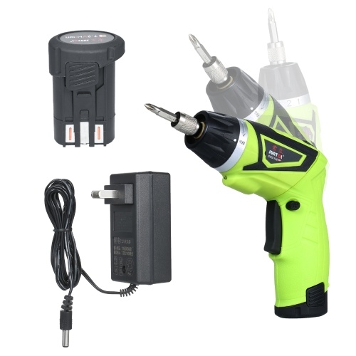 6.0N.m Cordless Electric Screwdriver 2PCS Rechargeable 1500mAh Li-ion 7 Torque Setting 2 Position Handle with LED Light with 6 Accessories 1/4in Quick Release Chuck