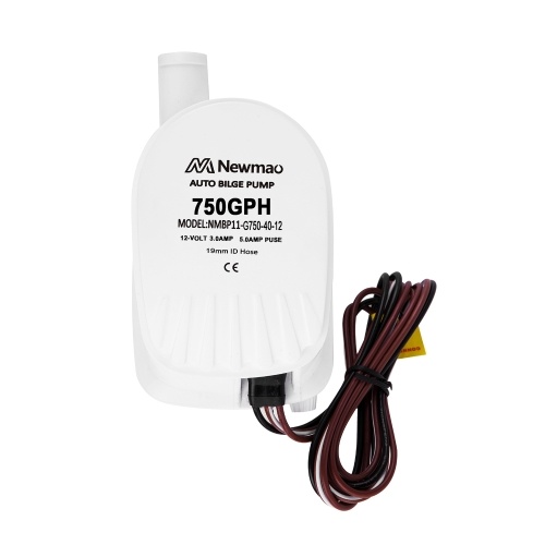 750 GPH Automatic Bilge Pump 12V DC Submersible Water Pump RV Boat Marine Pump with 3/4 Inches Outlet (19mm) for Removing Bilge Water