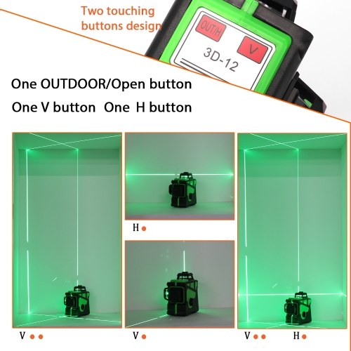 

KKmoon Multifunctional 3D 12 Lines Laser Level Tool Vertical Horizontal Lines with Self-leveling Function