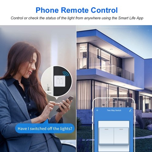 Smart Light Switch 2 Gang Separate Control In-Wall WiFi Smart Switch Compatible With Alexa and Google Assistant  No Hub Required Remote Control Switch with Schedule Timer  220V