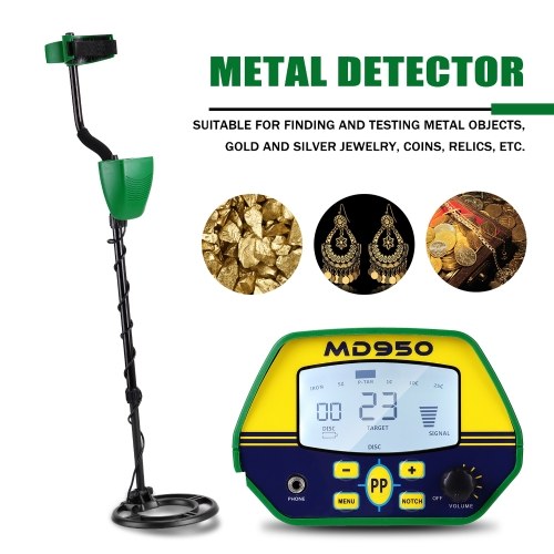 MD950 10 Inch Waterproof Search Coil LCD Display Screen Handheld Portable Metal Detector Easy Installation High Sensitivity High Accuracy Metal Detecting Tool Treasure Gold Metal Detector Gift Present for Adults and Kids