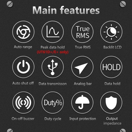 

UNI-T UT61D+ Digital Multimeter Auto Range High Precision Professional NCV Tester True RMS Multimeter Multifunctional Tester Electric Measuring Instrument Support Data Transmission Temperature Measurement