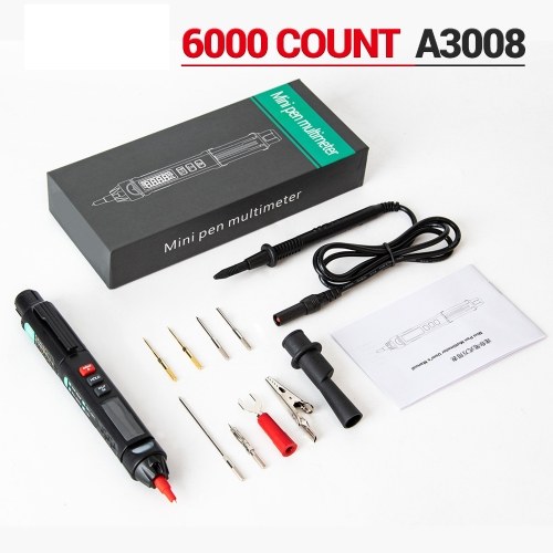ANENG A3008 Pen Multimeter 6000 Counts Digital Multimeter Meter Tester with LCD Display Backlight Flashlight NCV Auto-off Multiple Accessories for Voltage Current Resistance Capacitance Diode Continuity Test (Color Screen & Phase Sequence Measurement) 