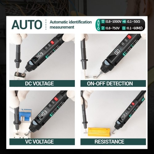 ANENG A3008 Pen Multimeter 6000 Counts Digital Multimeter Meter Tester with LCD Display Backlight Flashlight NCV Auto-off Multiple Accessories for Voltage Current Resistance Capacitance Diode Continuity Test (Color Screen & Phase Sequence Measurement) 