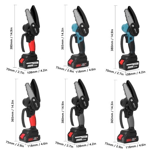 

KKmoon 21V 4inch Portable Electric Pruning-Saw 88VF Small Wood Spliting Chainsaw Brush Motor One-handed Woodworking Tool for Garden Orchard