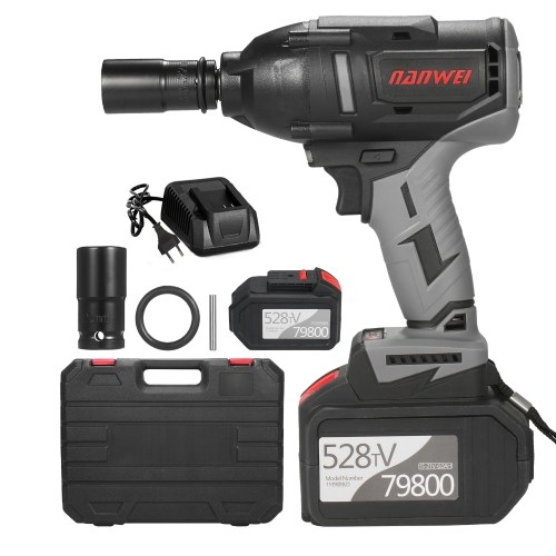 Cordless Impact Wrench 600Nm High Torque Brushless Motor 1/2 Inch Quick Chuck Fast Charger Variable Speed Power Impact Kit Easily Remove Lug Nuts Bolts with 2x6.0Ah Battery for Automotive Repair