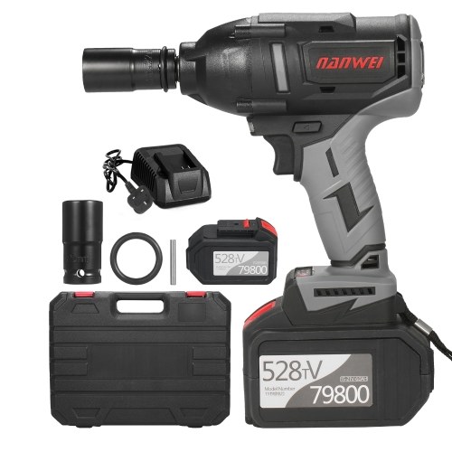 Cordless Impact Wrench 600Nm High Torque Brushless Motor 1/2 Inch Quick Chuck Fast Charger Variable Speed Power Impact Kit Easily Remove Lug Nuts Bolts with 2x6.0Ah Battery for Automotive Repair