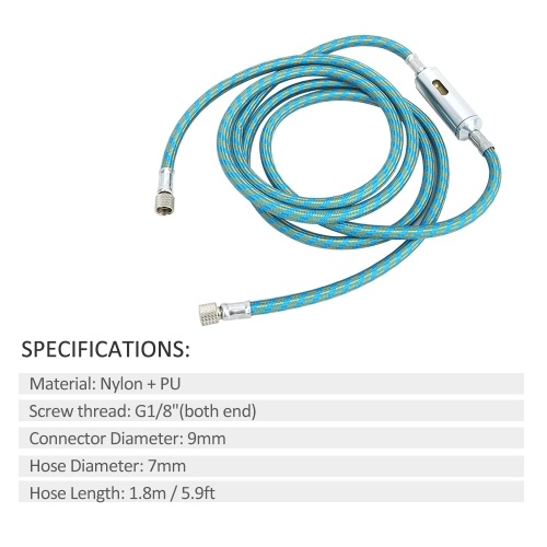 

KKmoon Professional Airbrush Hose Accessory Nylon Braided with Standard 1/8'' Connector and Water Trap Filter 5.9ft