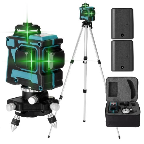 

Multifunctional Self-leveling 3D 12 Lines Laser Level Tool Vertical Horizontal Lines with 1.5M 3 Heights Adjustable Alloy Extension Bar Tripod Stand