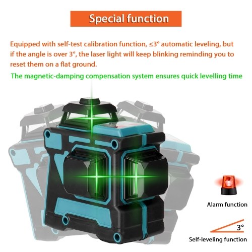 

Multifunctional 3D 12 Lines Laser Level Tool Vertical Horizontal Lines with Self-leveling Function
