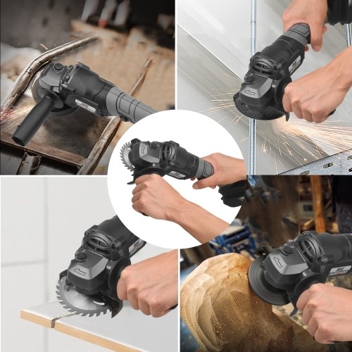 

21V Brushless Angle Grinder Tool Mini Handheld Cordless Polishing Cutting Machine 100mm Variable Speed 4.0Ah Lithium-Ion Electric Heavy Duty Metal Cutter with Side Handle