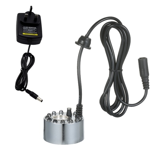 

KKmoon 24V 24W Ultrasonic Mist Maker with 12 LED Lamps Mist Atomizer Aquarium Bubbler with Artificial Flower and Holder Fogger for Fish Tank Small Rockery Bonsai Accessory US Plug
