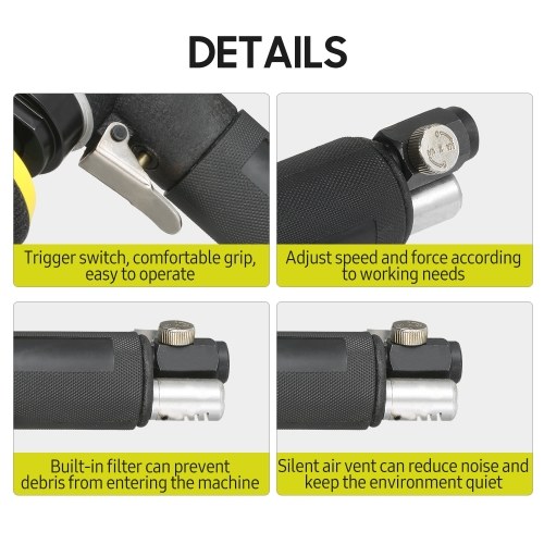 

Mini Air Sander 2 Inch 3 Inch Pneumatic Sander High Speed Air-operated Handheld Polisher Waxer Polishing Machine for Auto Body Work Furniture Metal Surface