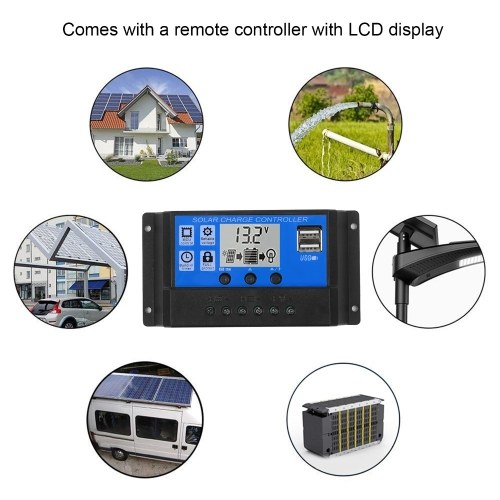 26W 12V Solar Panel Kit with USB Port Off Grid Solar Power Charging System Monocrystalline Module with LCD Remote Controller